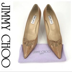 💕SALE💕 Jimmy Choo Camel Cutout Bow Kitten Heels